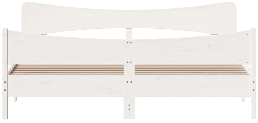Cama sem colchão 200x200 cm madeira de pinho maciça branco