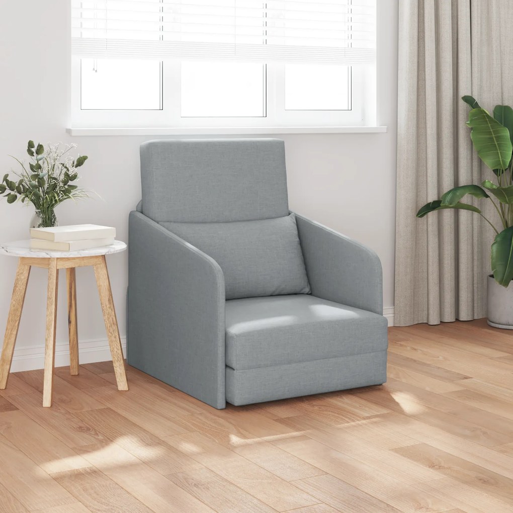 vidaXL Sofá Cama de Chão 2-em-1 Cinza Claro 65x80x83 cm Tecido