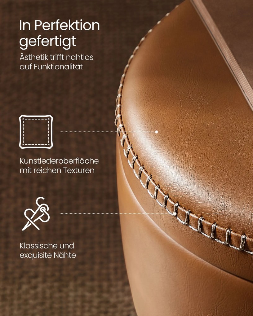 Banco com arrumação estilo meados do século Coleção EKHO Castanho Caramelo