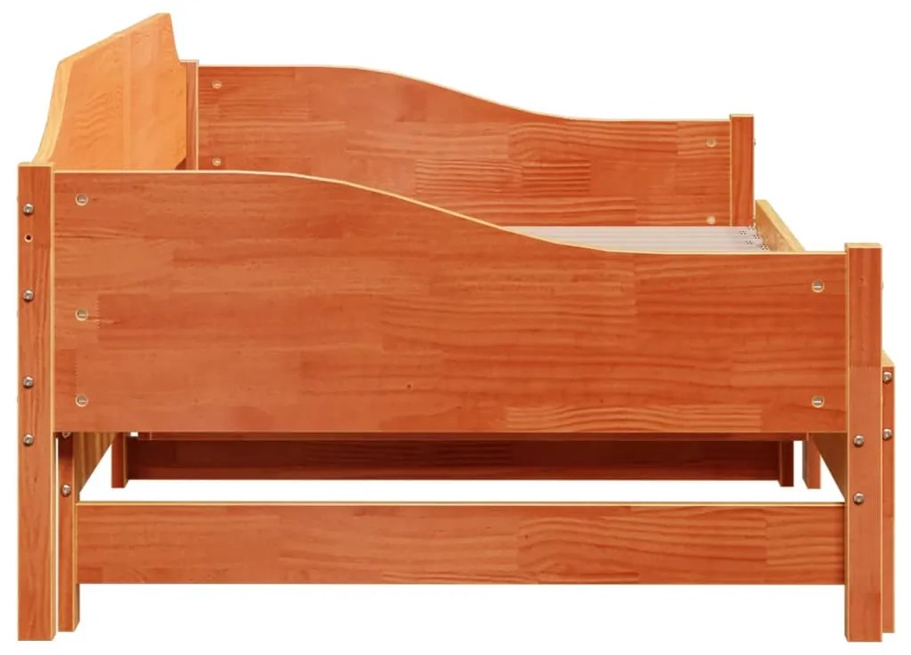 Sofá-cama com gavetão sem colchões 90x190 cm castanho-mel