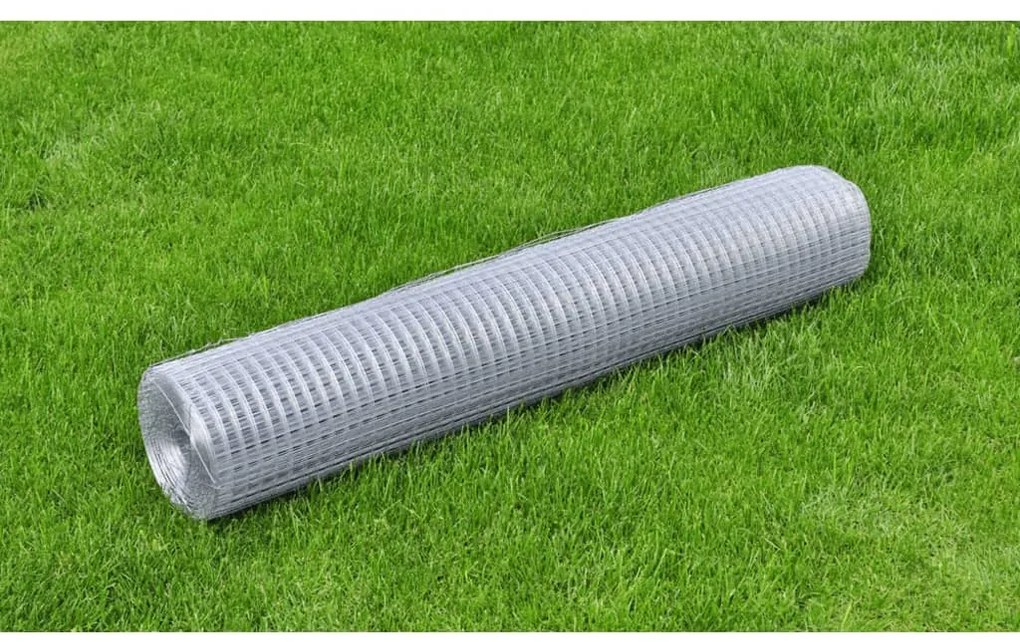 Rede de arame p/ galinheiro 25x1 m aço galvanizado prateado
