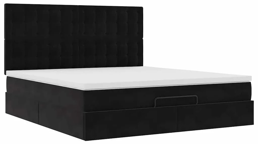 Estrutura de cama otomana com colchões 160x200 cm veludo preto