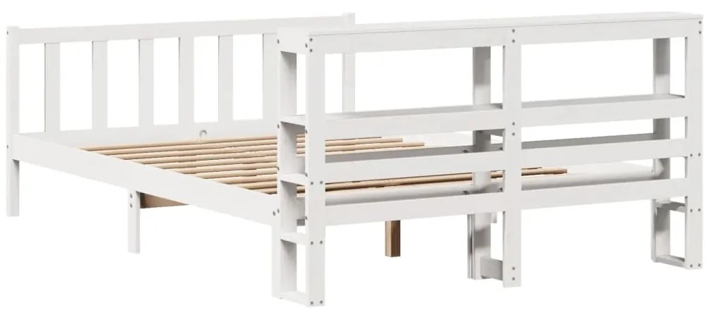 Cama sem colchão 160x200 cm madeira de pinho maciça branco