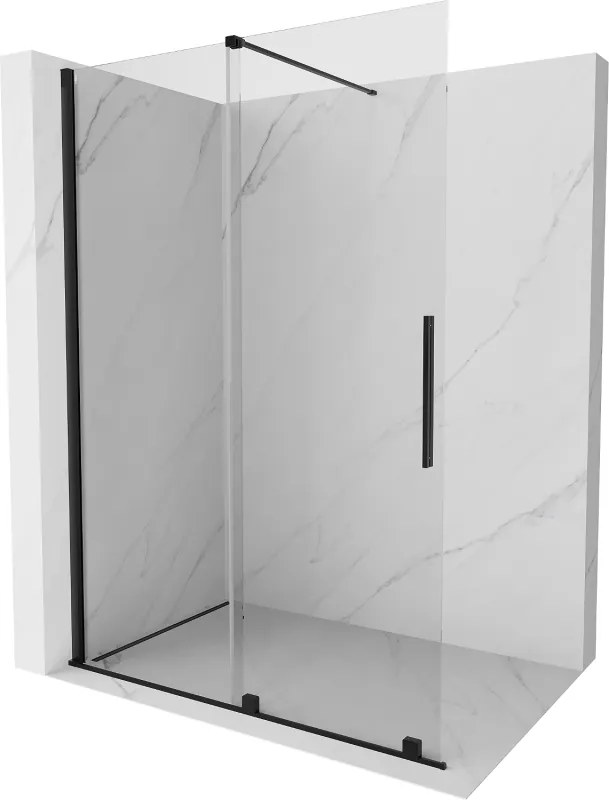 Mexen Velar parede de duche deslizante Walk-in 140 x 200 cm, transparente 8 mm, preta - 871-140-000-03-70