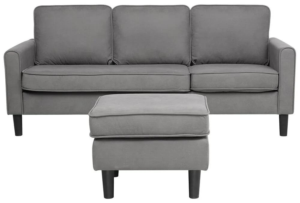 Sofá de 3 lugares com repousa-pés em tecido cinzento claro AVESTA Beliani