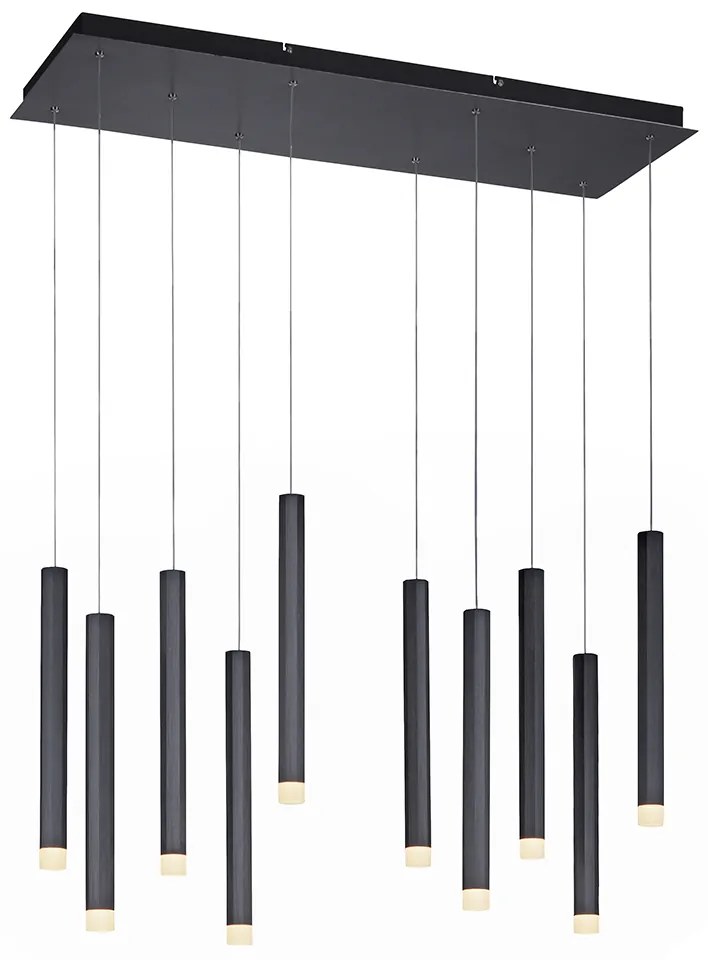 Candeeiro de suspensão moderno preto com LED 10-luzes - Stanislas Moderno