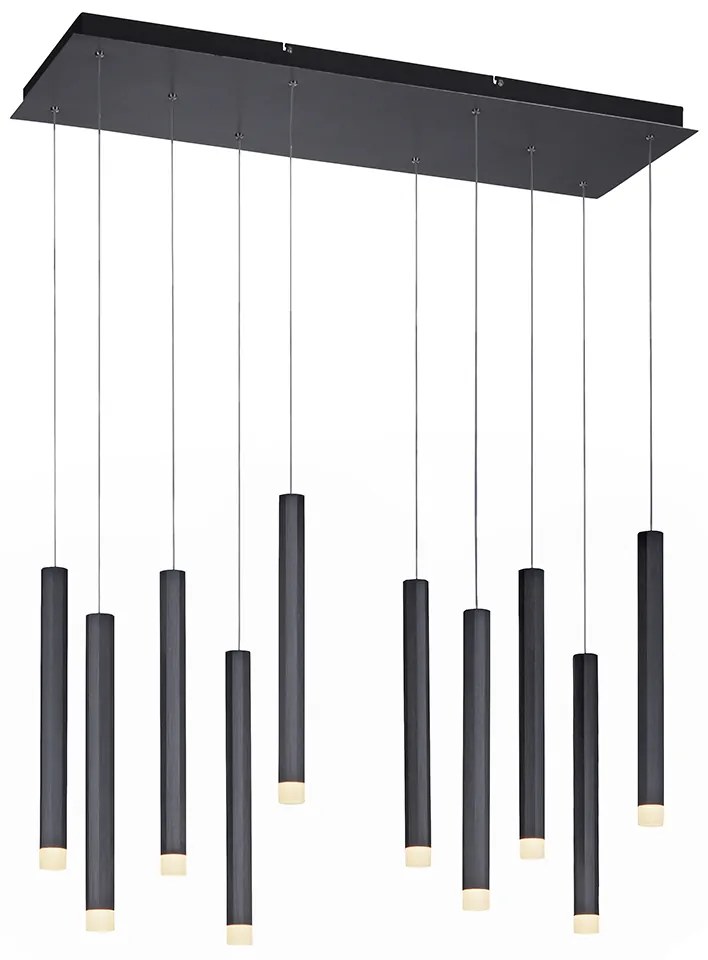 Candeeiro suspenso moderno preto com 10 luzes LED - Stanislas Moderno