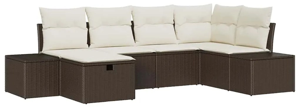 Conjunto de Sofá Com Almofadas 6 Peças Castanho Vime PE