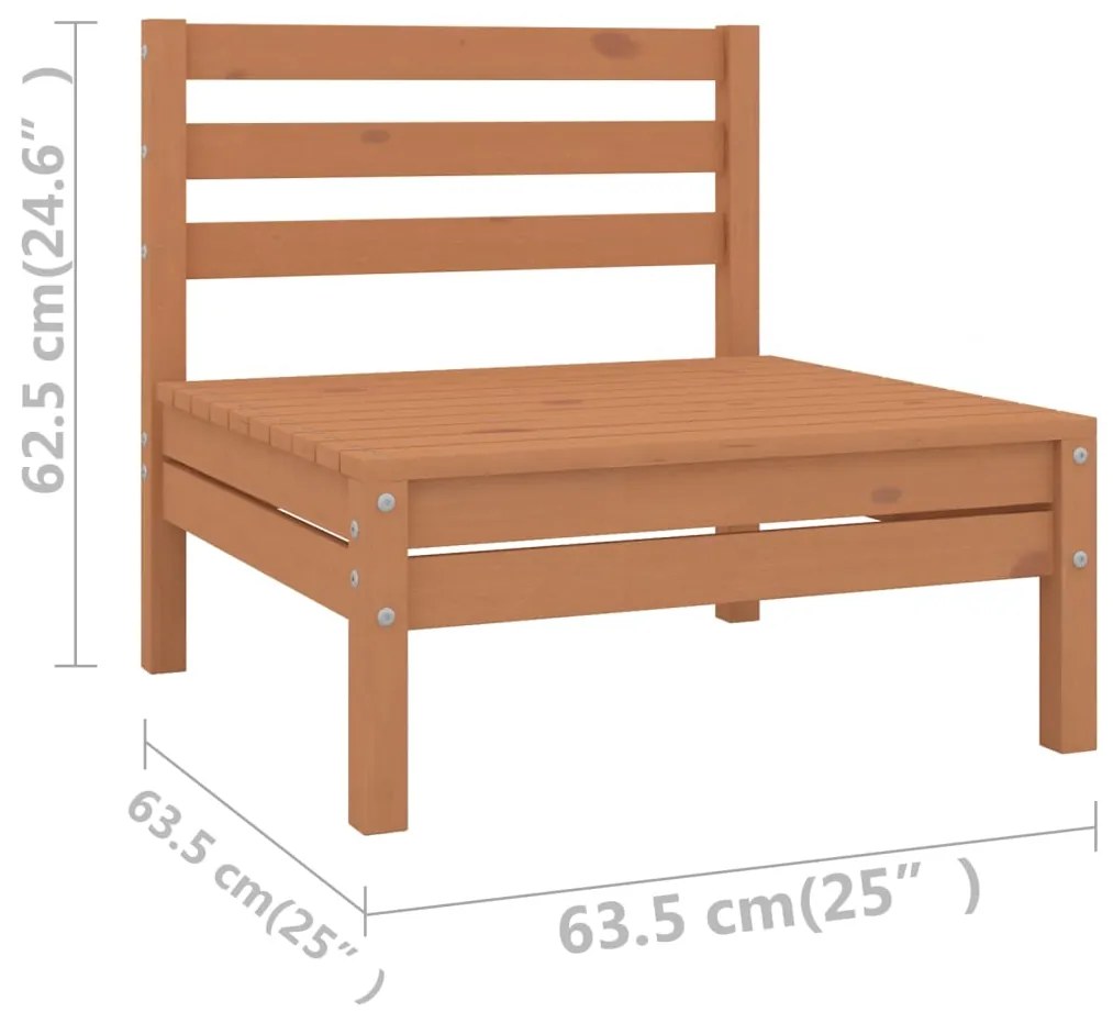 3 pcs conjunto lounge de jardim pinho maciço castanho mel