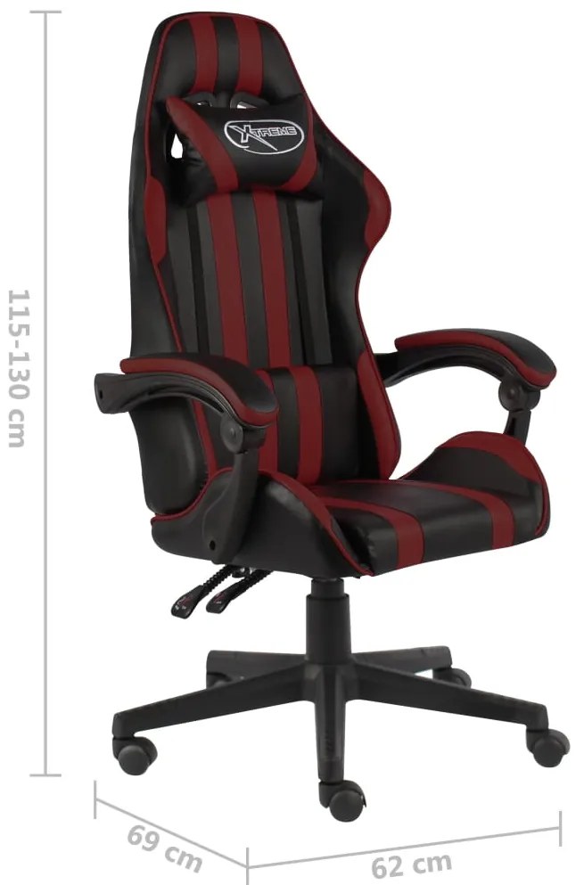 Cadeira estilo corrida couro artificial preto e vermelho tinto