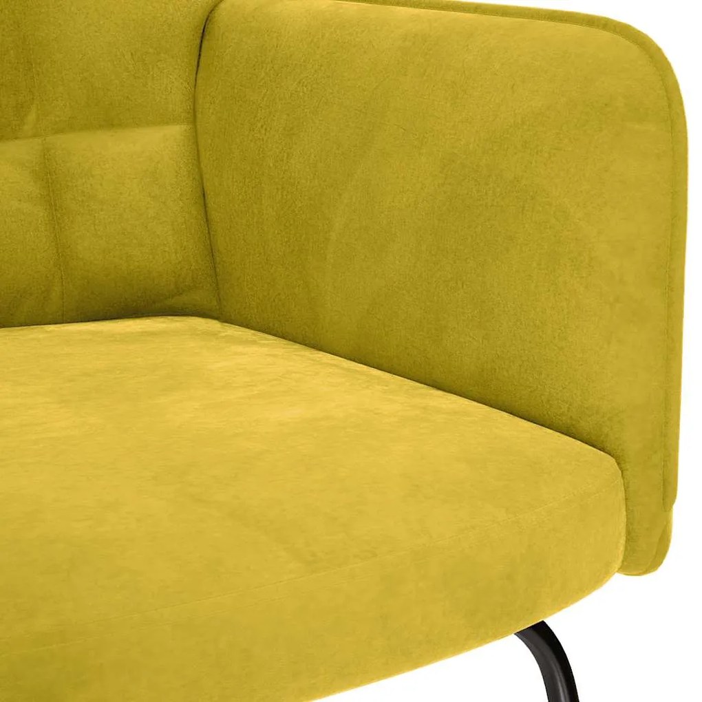 Cadeira de baloiçar com banco veludo amarelo