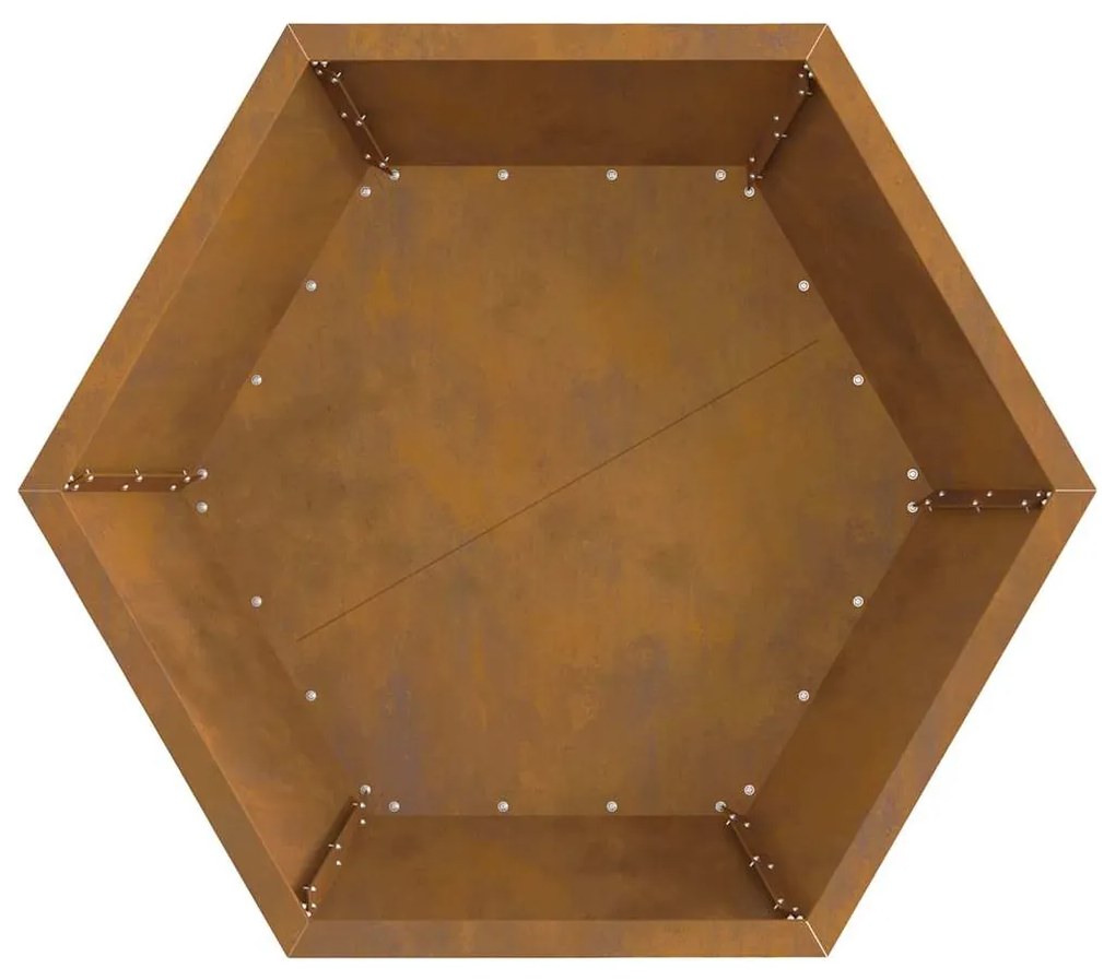 Fogueira Hexagonal vidaXL 75x75x28 cm em Aço Envelhecido
