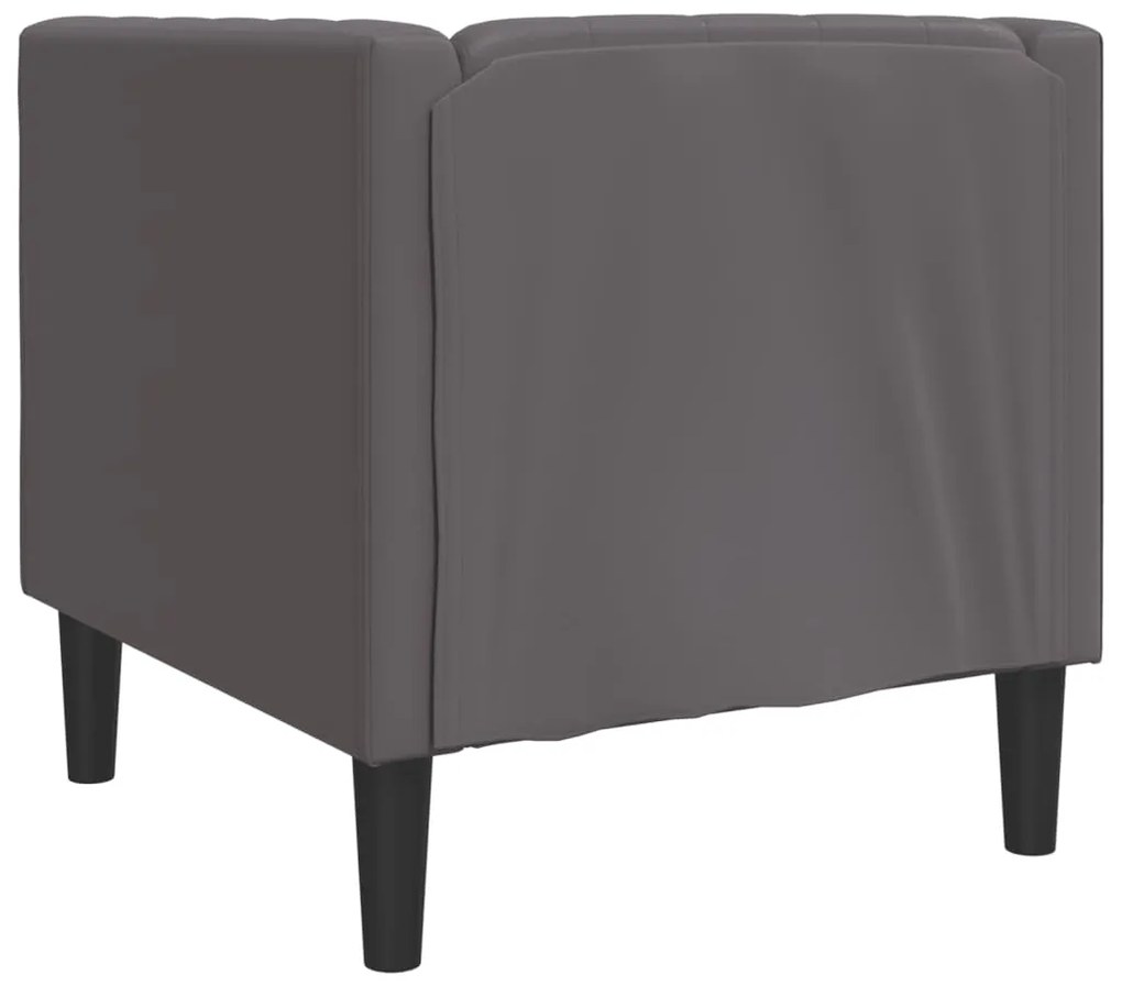 Sofá chesterfield couro artificial cinzento