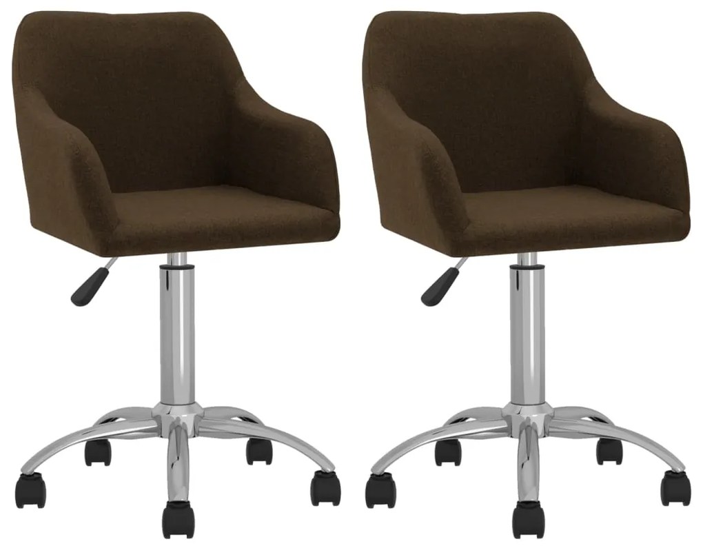 vidaXL Cadeiras de jantar giratórias 2 pcs tecido castanho-escuro