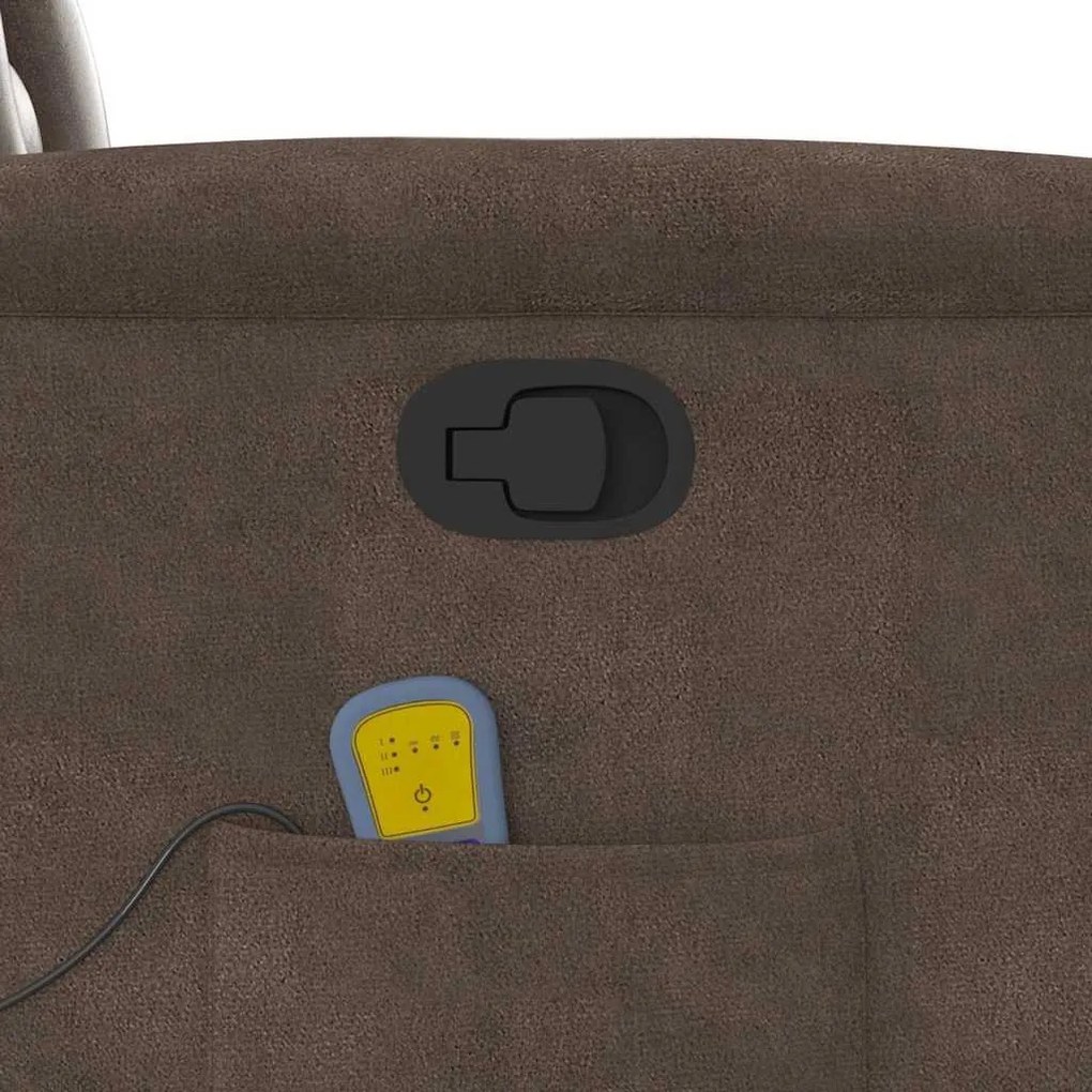 Poltrona de massagens reclinável elevatória microfibra castanho