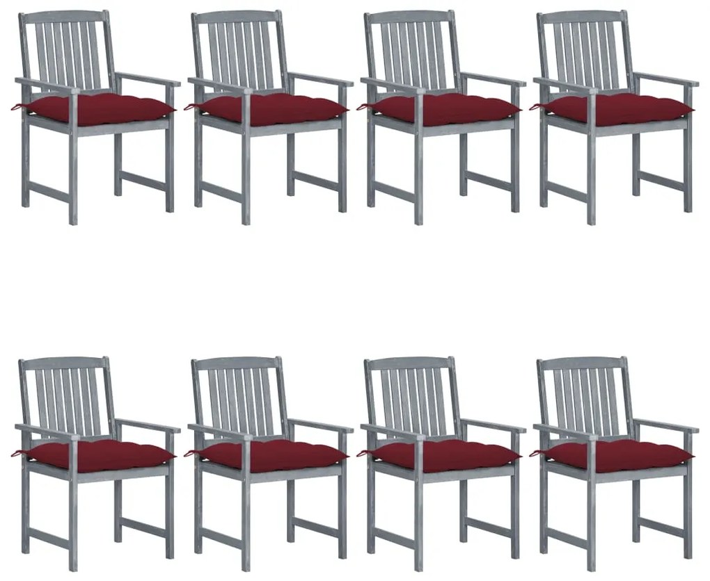 vidaXL Cadeiras de jardim c/ almofadões 8 pcs acácia maciça cinzento
