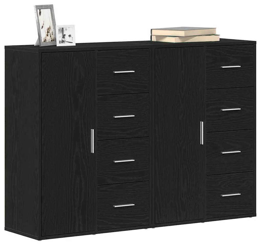 Buffets 2 pcs Carvalho Preto 60x31x84 cm Madeira Engenharia