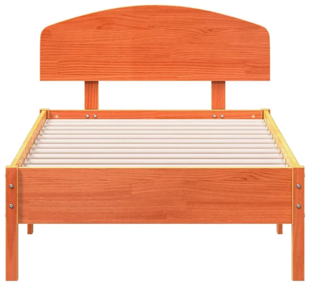 Cama sem colchão 90x190 cm madeira de pinho maciça castanho-mel