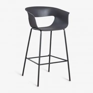 Banqueta Alta De Jardim Em Polipropileno E Aço Alanys Cinza Grafito & ↑75 Cm - Sklum