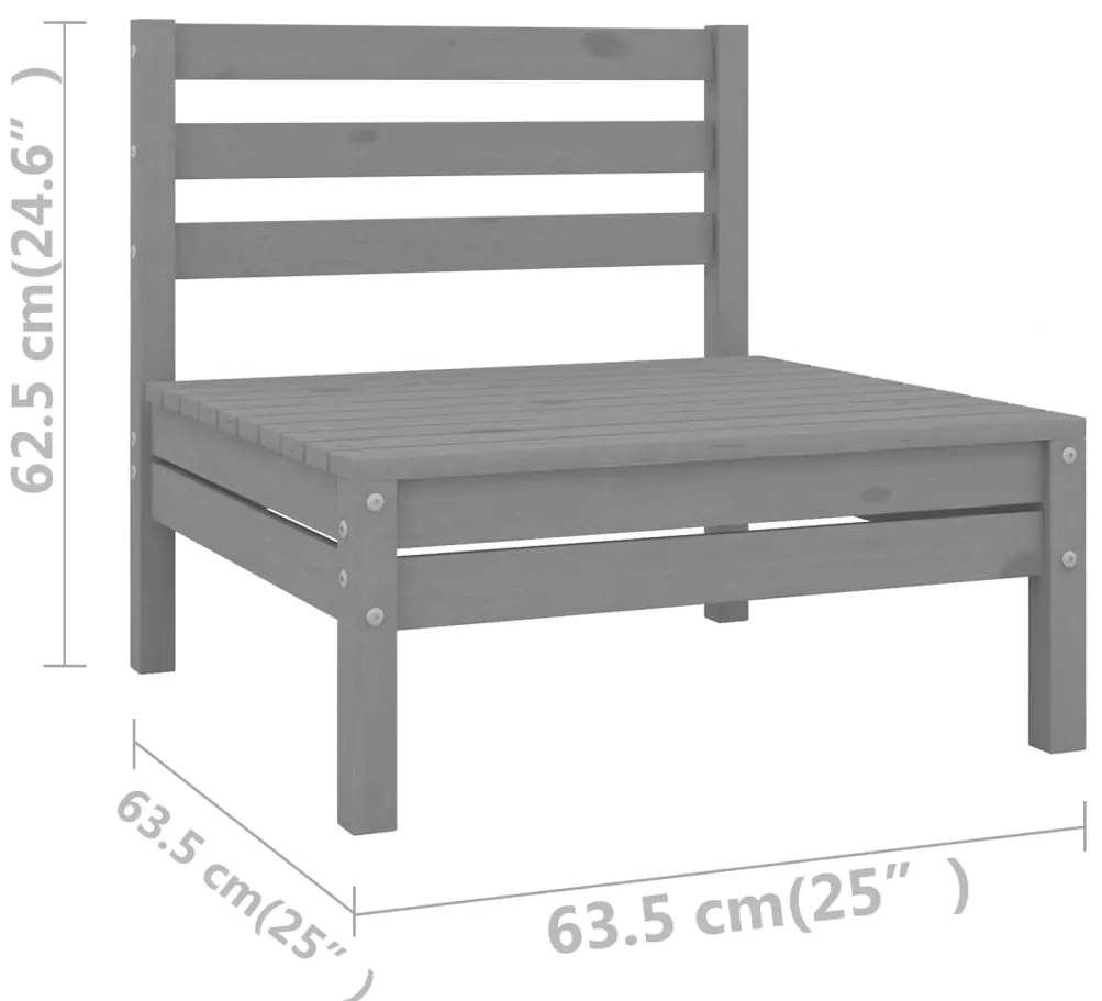 6 pcs conjunto lounge de jardim pinho maciço cinzento