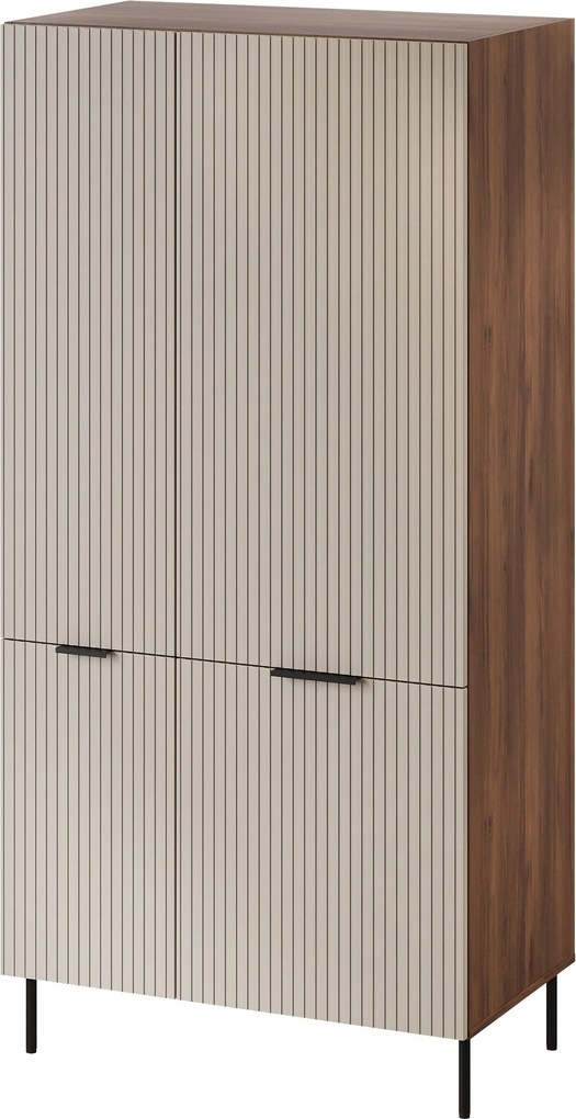 Roupeiro Mardalu 104, Nogueira, Caxemira, 186x90x52cm, 72.5 kg, Portas para roupeiro: Com dobradiças