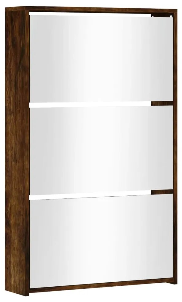 Sapateira c/ espelho de 3 níveis 63x17x102,5 cm carvalho fumado