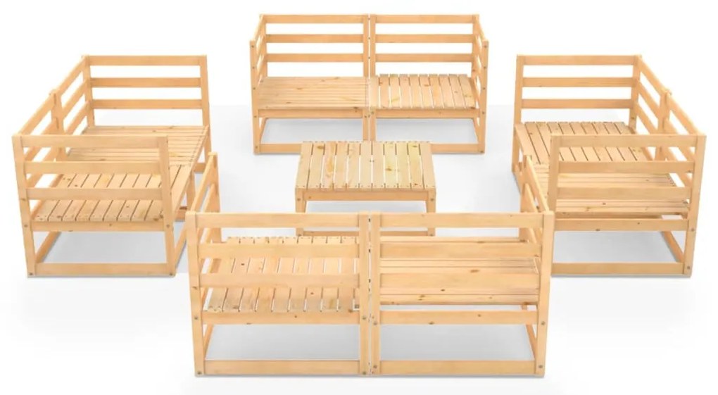 9 pcs conjunto lounge de jardim pinho maciço