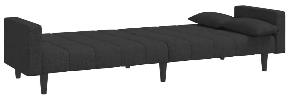Sofá-cama 2 lugares com duas almofadas tecido preto