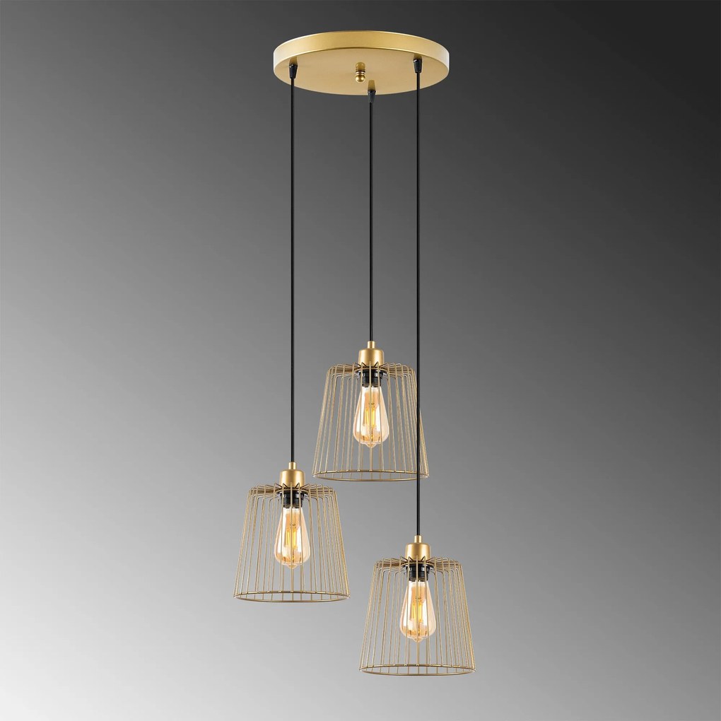 Candeeiro de Teto Pirlo – Dourado Brilhante – 50 x 50 x 114 cm