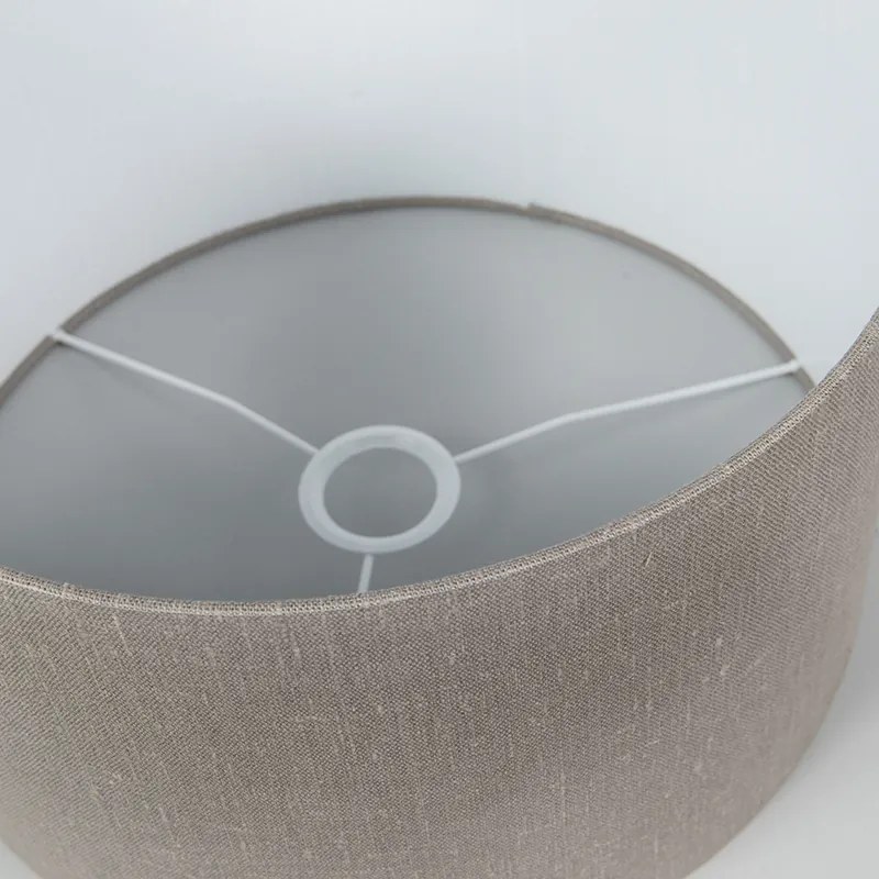 Abajur de algodão Taupe com interior branco 35/35/20