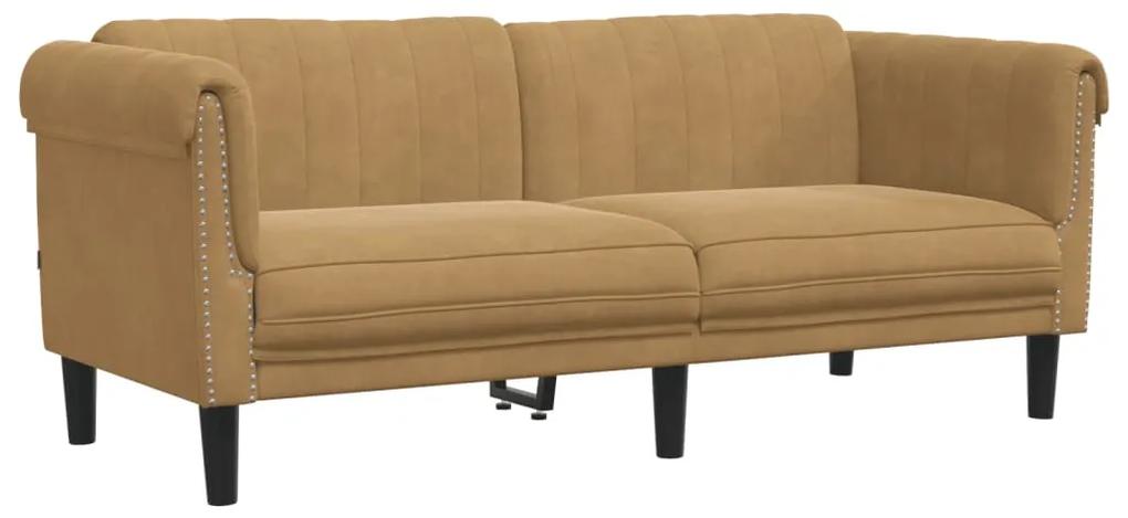 2 pcs conjunto de sofás veludo castanho