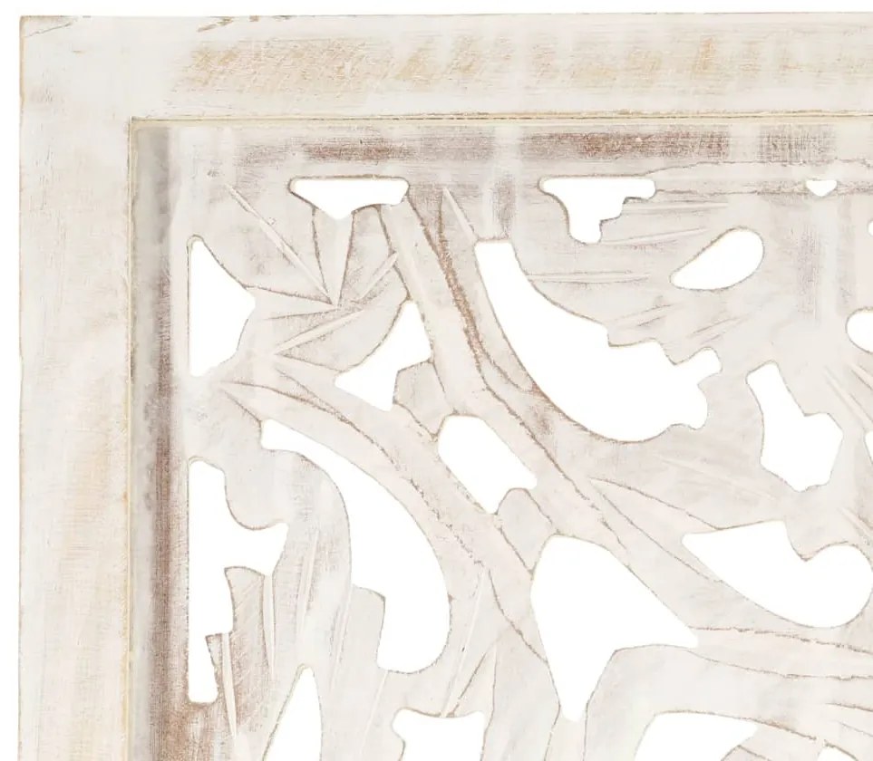Biombo esculp. mão 3 painéis 120x165 cm mangueira maciça branco