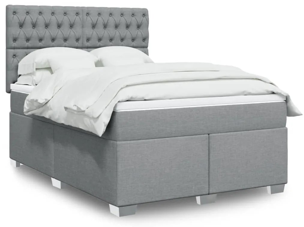 Cama com molas/colchão 140x190 cm tecido cinzento-claro