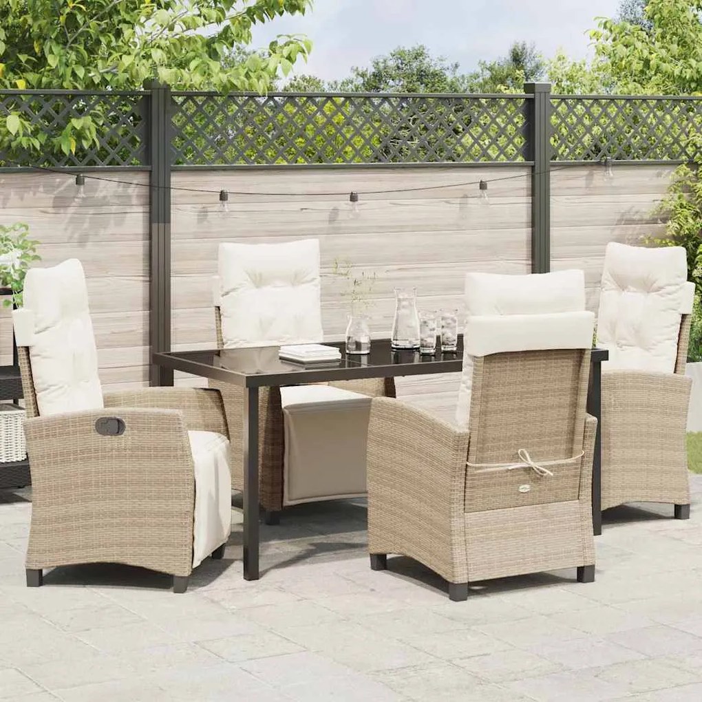Conjunto de Jantar de Jardim com 5 Peças em Rattan Bege