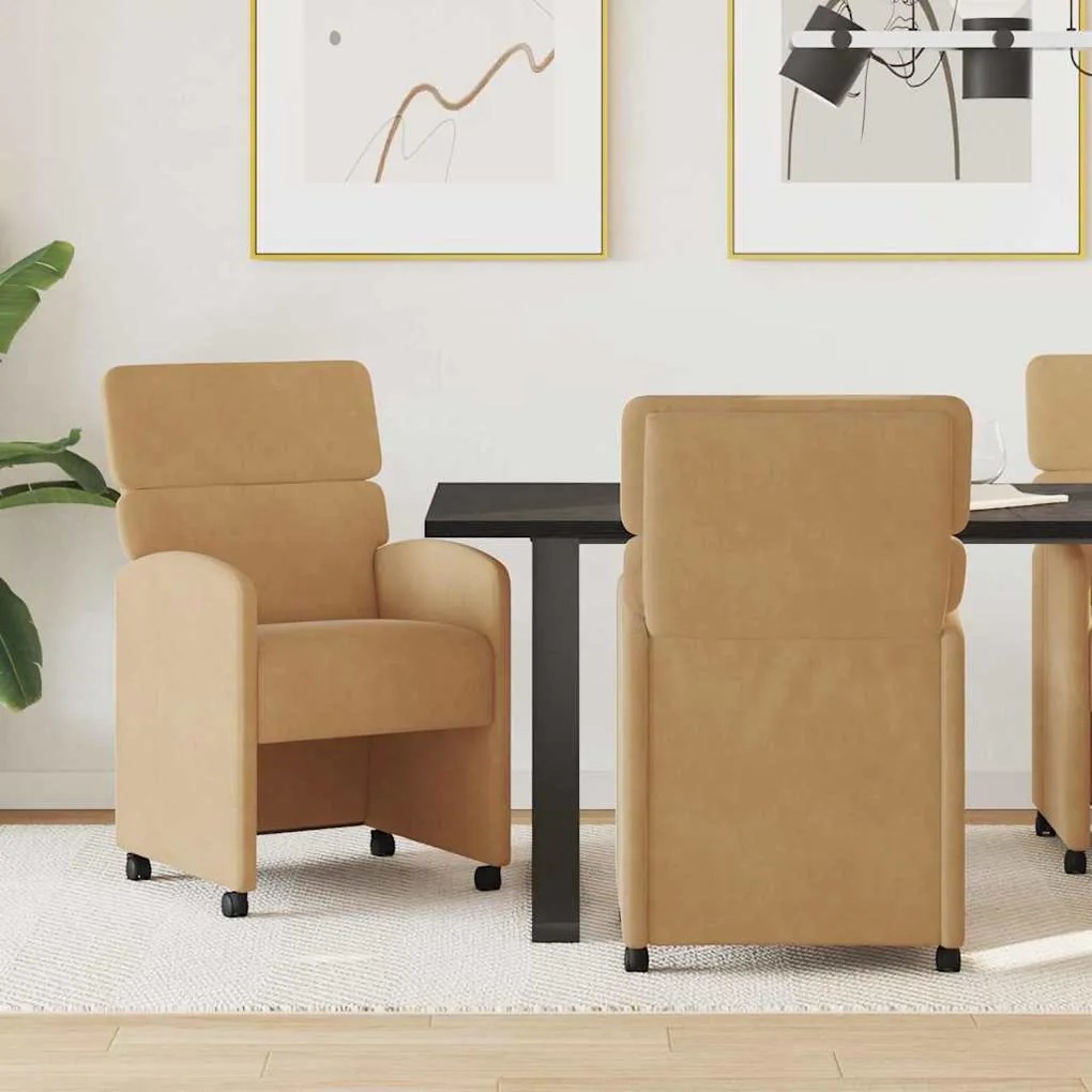 vidaXL Cadeiras de Jantar com Rodas 2 pcs Castanho 58 x 65 x 98 cm