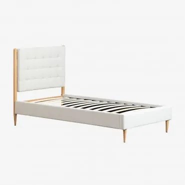 Cama Estofada Samira Tecido Branco Quebrado & 90 X 190 Cm - Sklum