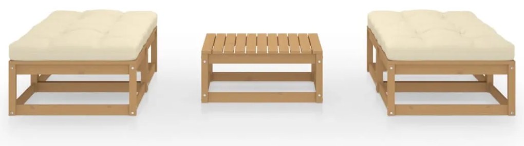 5 pcs conjunto lounge de jardim c/ almofadões pinho maciço