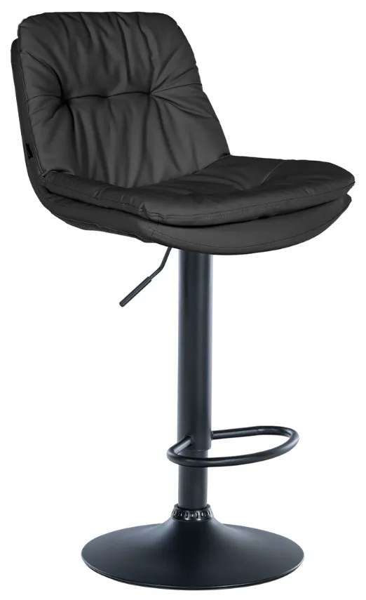 Banco de bar em couro sintético com estrutura preta 92-113 x 46 x 54 cm preto