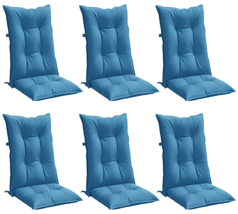 Almofadões para cadeiras altas 6 pcs mesclado tecido azul