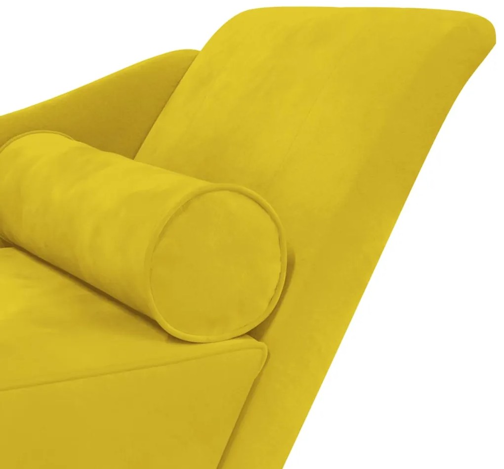 Chaise longue com almofadões veludo amarelo