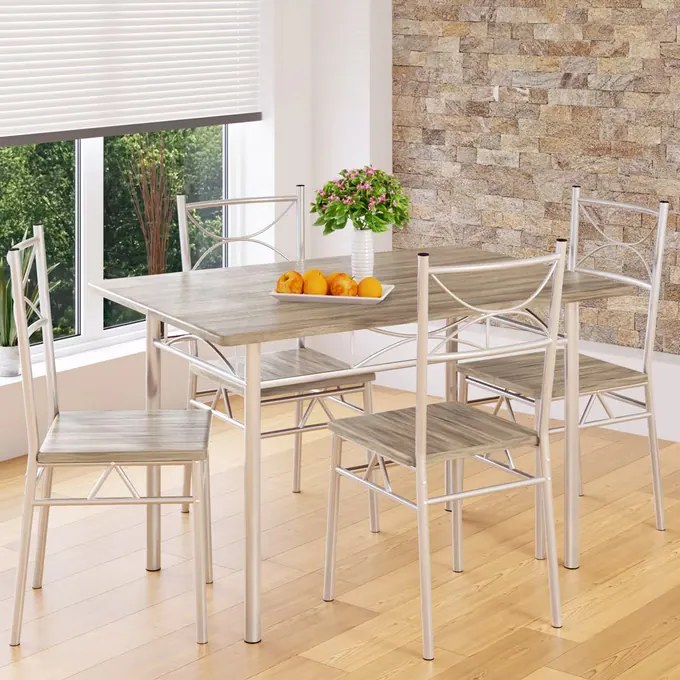 Conjunto de jantar com mesa e 4 cadeiras Paul 5 peças em carvalho