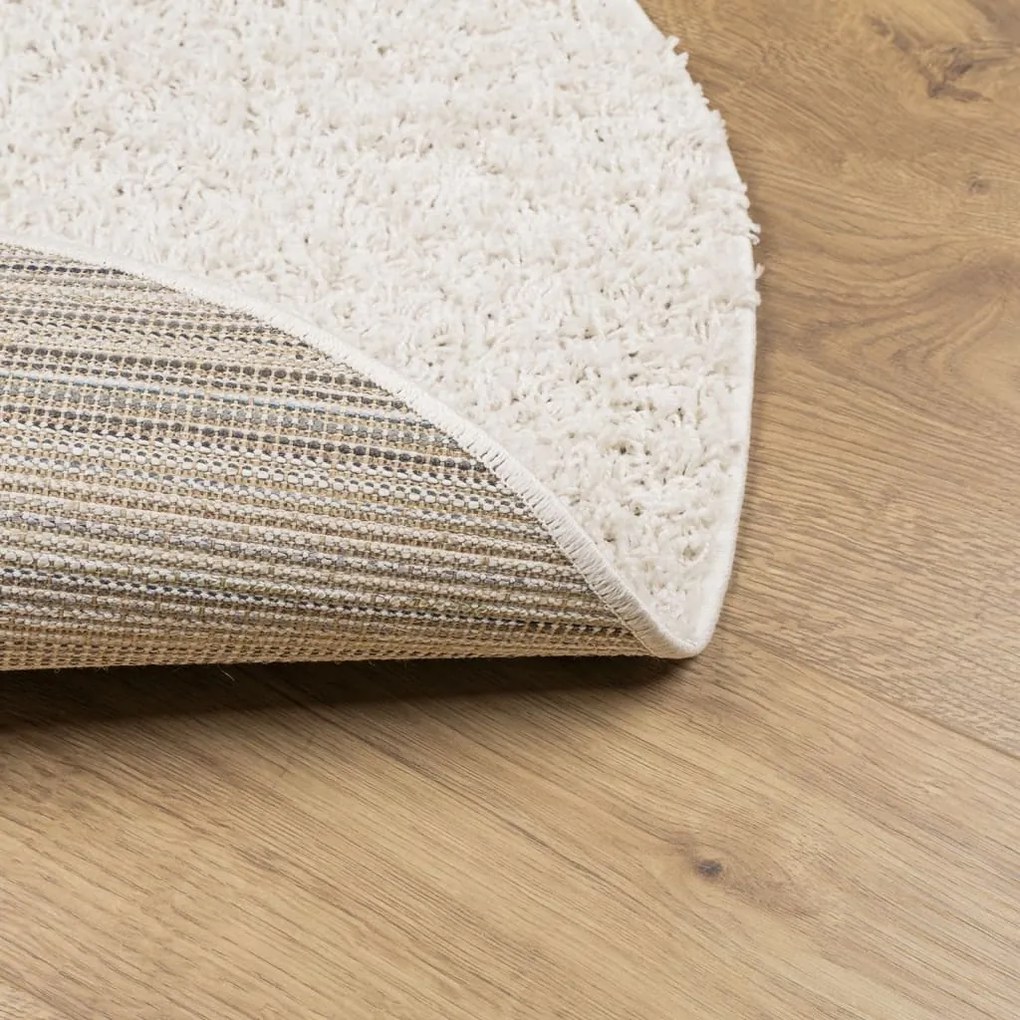 Tapete shaggy de pelo alto PAMPLONA Ø 100 cm creme