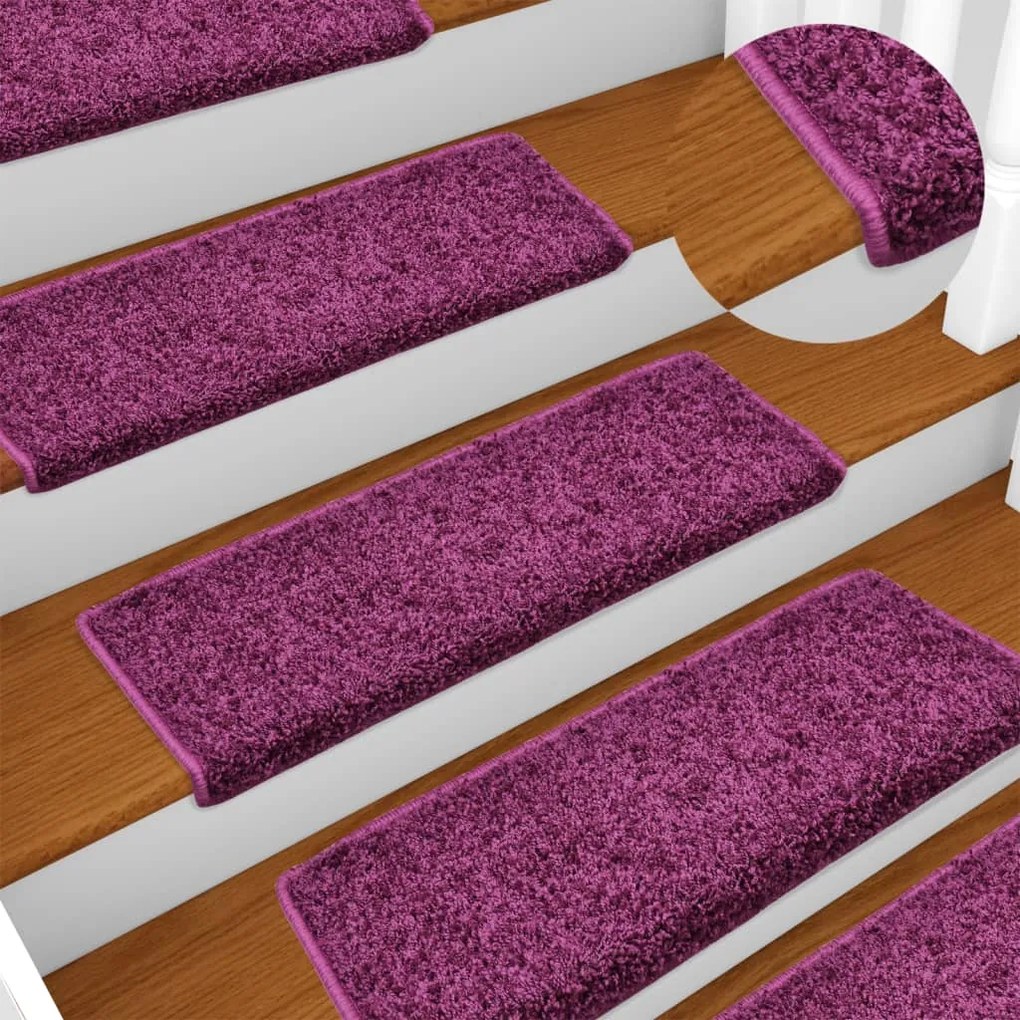 149825 vidaXL Tapetes de escadas 10 pcs 65x21x4 cm violeta