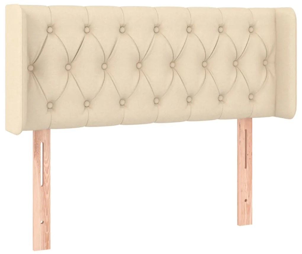 Cabeceira de cama c/ luzes LED tecido 93x16x78/88 cm cor creme
