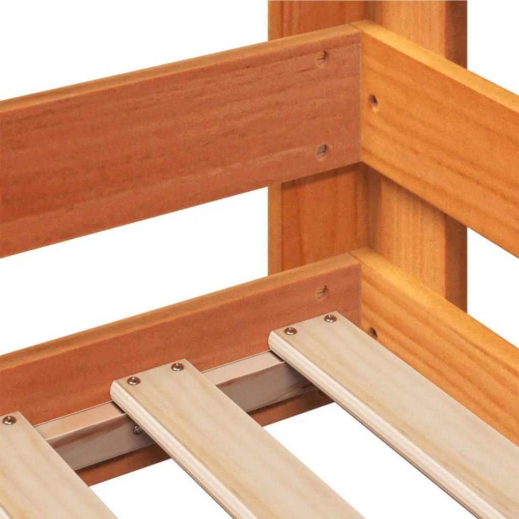 Cama sem colchão 70x140 cm madeira de pinho maciça castanho-mel