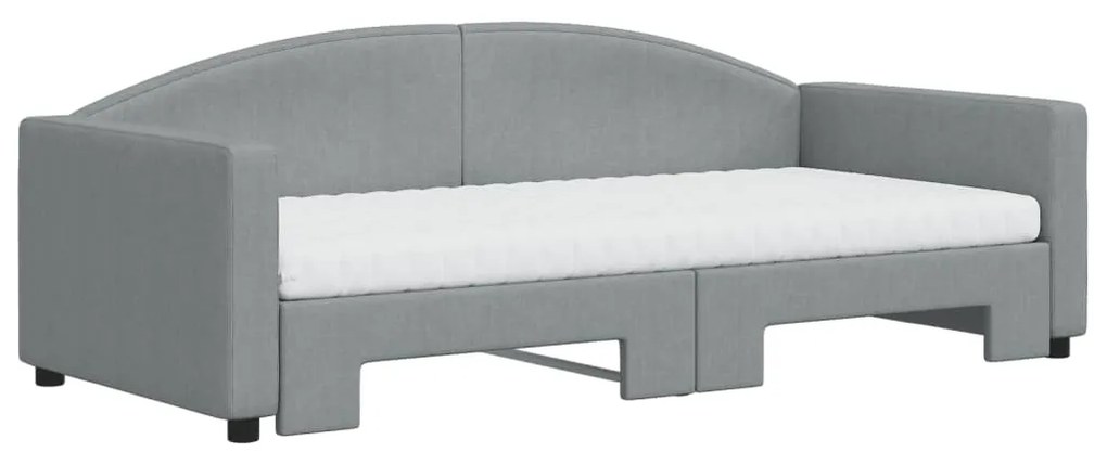Sofá-cama c/ gavetão e colchões 90x190 cm tecido cinzento-claro