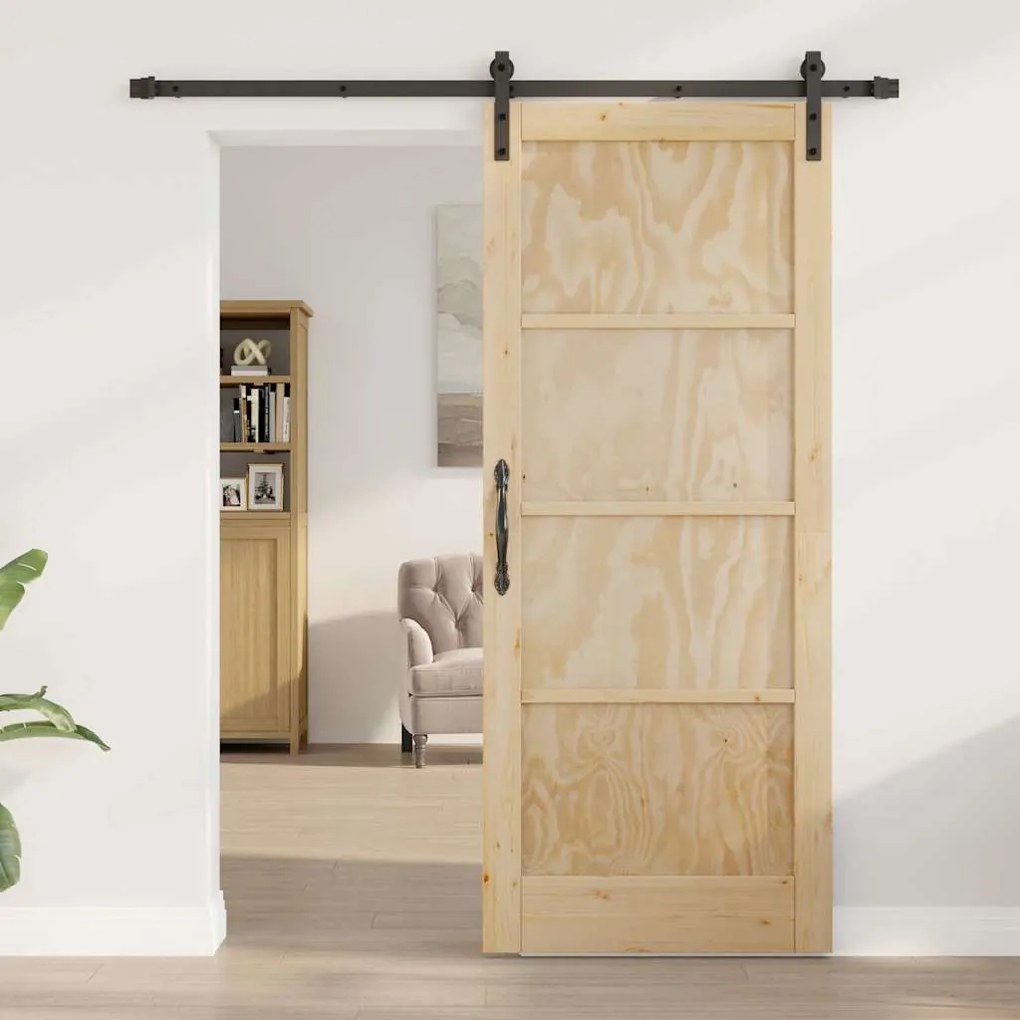Porta Deslizante vidaXL com Conjunto de Hardware 83x202 cm Madeira Sól