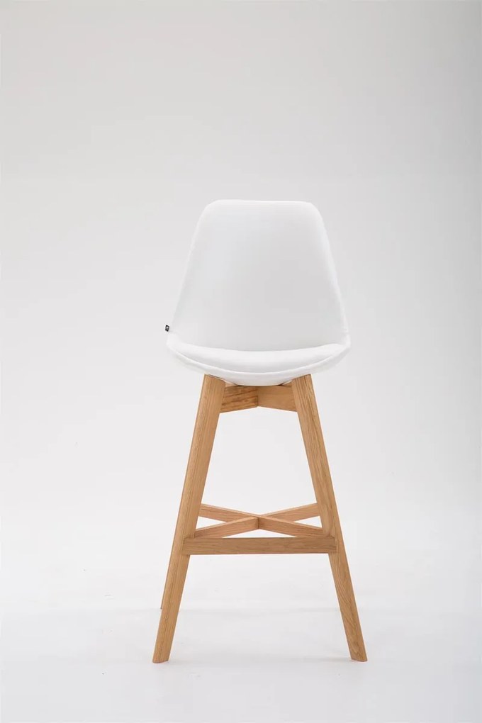 Banco de bar Cannes em couro sintético e com estrutura de Cor Natural 48 x 112 x 56 cm Branco