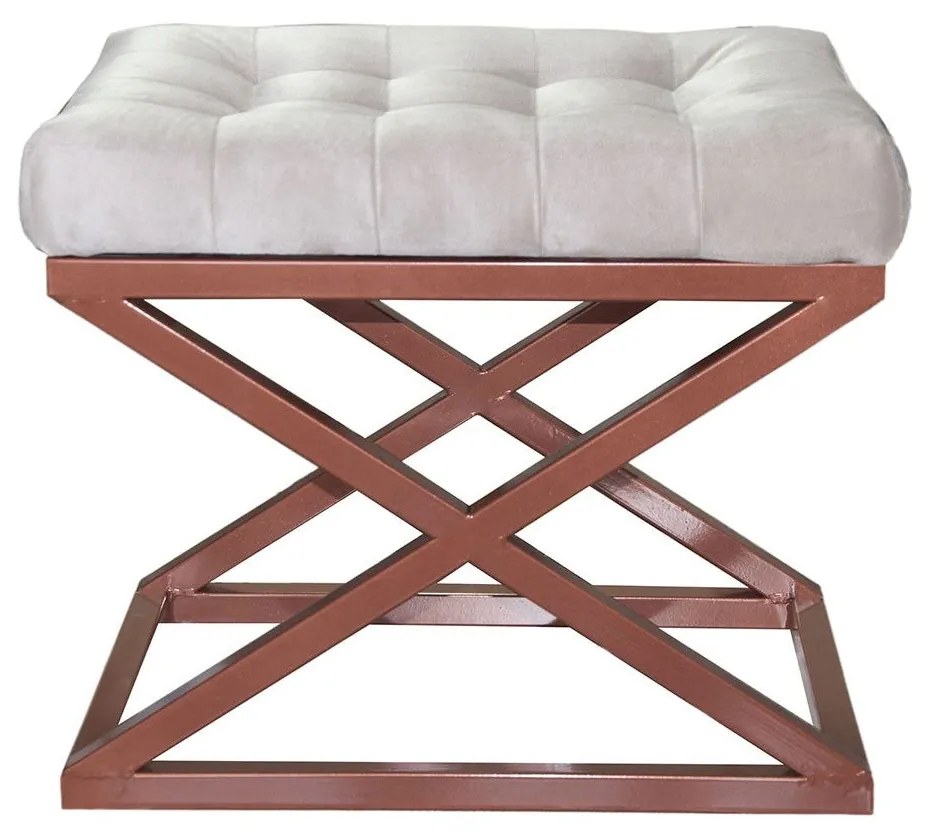 Pouffe Capraz – Cobre e Branco – 50x42x40 cm