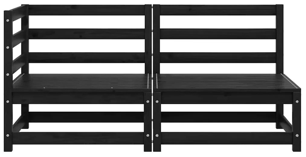 2 pcs conjunto lounge de jardim pinho maciço preto